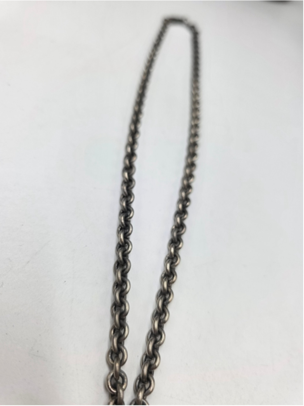 Vintage MAC Cosmetics Logo Pendant Necklace – Pewter Tone Chain–Y2K Collectible - Picture 4 of 7